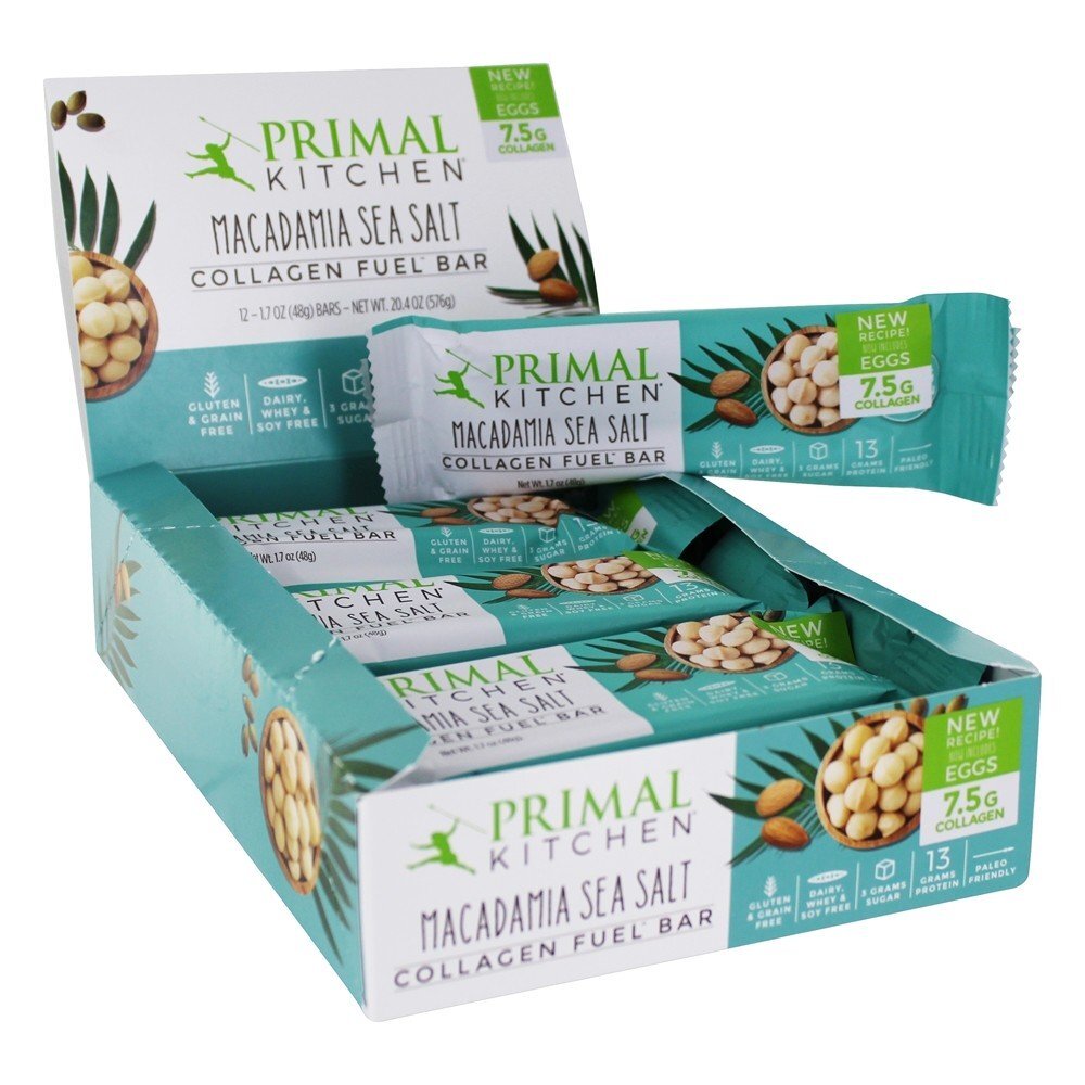 Caixa De Barras De Combustível De Colágeno Macadâmia Do Mar Sal - 12 Barras Primal Kitchen