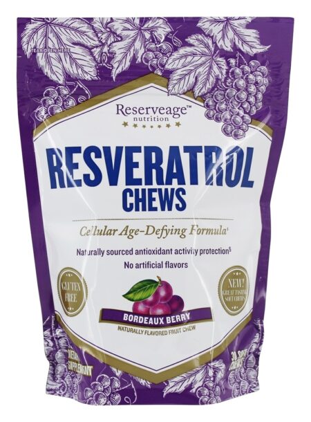 Resveratrol mastiga Bordeaux Berry - 30 mastigação suave Reserveage Nutrition