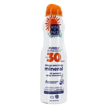 Protetor solar com spray purificado a ar mineral 30 SPF - 6 fl. oz. Kiss My Face