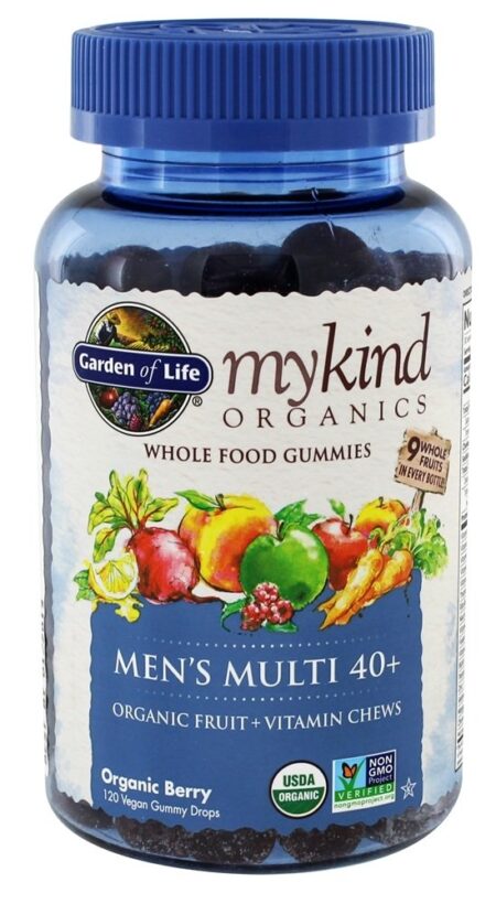 mykind Organics Men's Multi 40 + Doces Integrais Baga - 120 Gummies Garden of Life