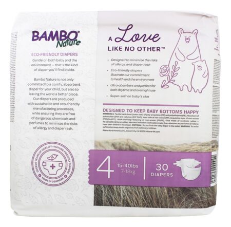 Estágio de Fraldas para Bebês 4 Maxi ( 15 - 40 lbs.) - 30 Fralda (s) Bambo Nature - Image 3