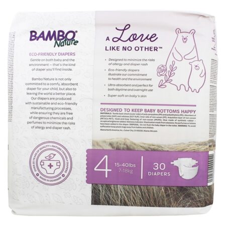 Estágio de Fraldas para Bebês 4 Maxi ( 15 - 40 lbs.) - 30 Fralda (s) Bambo Nature - Imagem 3