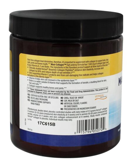 Alta Potência de Maxi-Colagénio com Vitaminas C e A + Biotina Flavorless - 7.5 oz. Country Life - Image 3