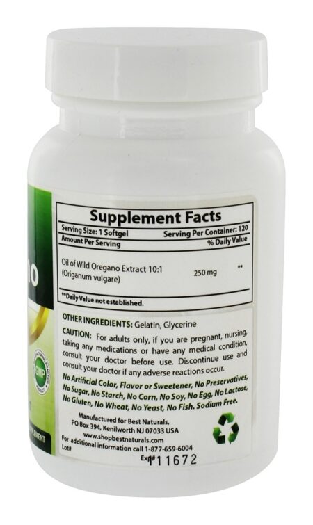 Óleo de Orégano 250 mg. - 120 Softgels Best Naturals - Image 2