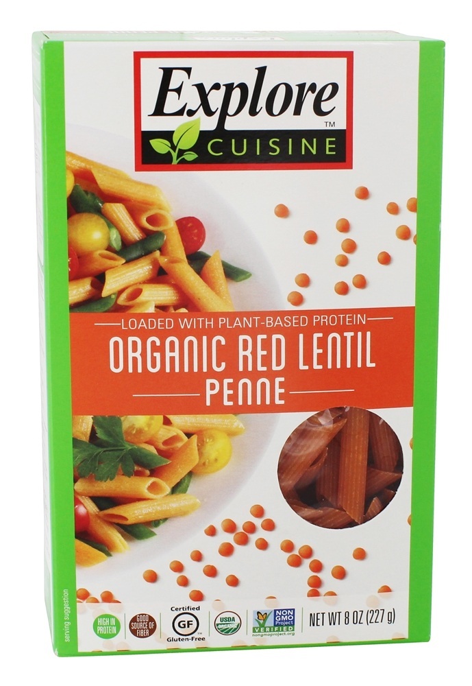 Lentilha vermelha orgânica Penne - 8 oz. Explore Cuisine