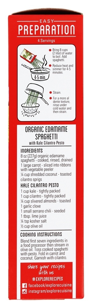 Espaguete Orgânico Edamame - 8 oz. Explore Cuisine - Imagem 3