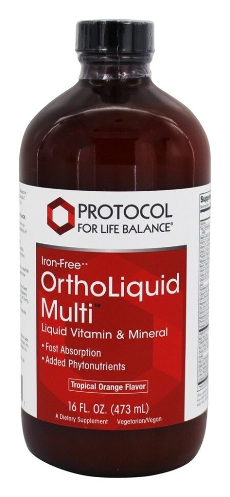 Vitamina Multi Líquido OrthoLiquid & Sabor Laranja Tropical Mineral - 16 fl. oz. Protocol For Life Balance