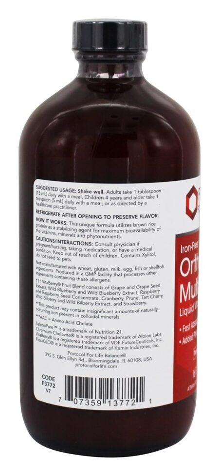 Vitamina Multi Líquido OrthoLiquid & Sabor Laranja Tropical Mineral - 16 fl. oz. Protocol For Life Balance - Image 3