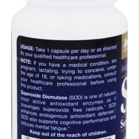 SOD Enzima Antioxidante Superóxido Dismutase 20 mg. - 60 Cápsula (s) vegetal (s) Jarrow Formulas - Imagem 3