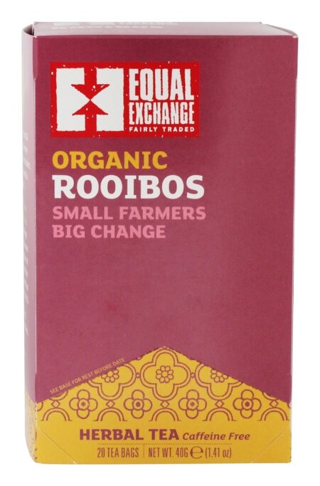 Rooibos livre da cafeína grande erval da chávena da mudança dos fazendeiros pequenos orgânicos - 20 Saquinhos de Chá Equal Exchange