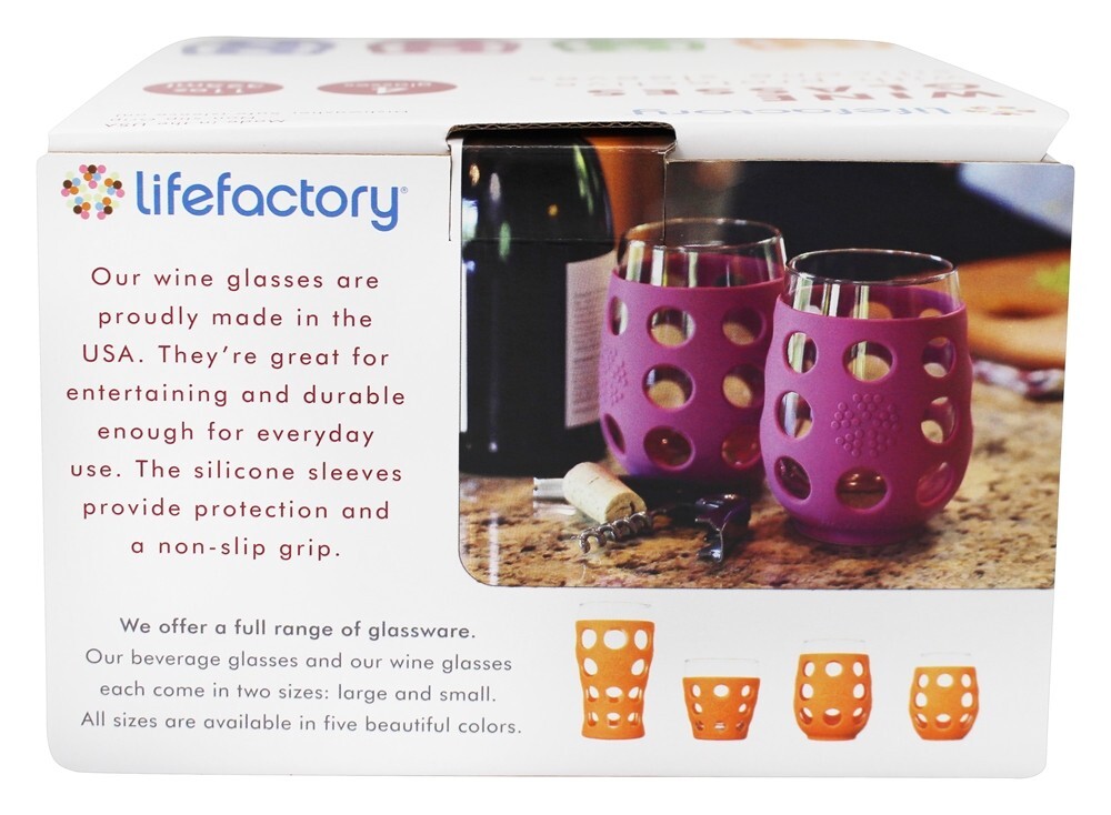 Taças Pequenas de Vinho Sem Manga com Conjunto de Manga de Silicone 4 Variedade de Cores - 11 fl. oz. Lifefactory - Imagem 3