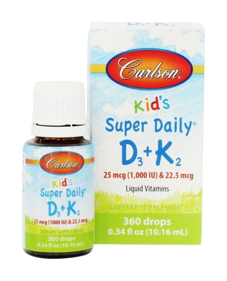 Miúdo Saudável Crescimento Super Diário D3 + K2 Líquido - 0.34 fl. oz. Carlson Labs