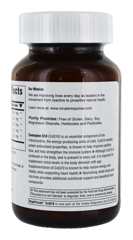 Coq10 Inteiro Comida Antioxidante 100 mg. - Cápsulas 60 Innate Response Formulas - Image 3