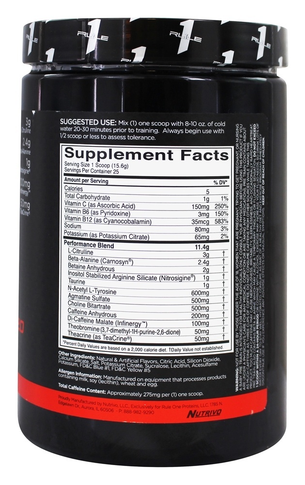 R1 Pré Trem 2.0 Alto Intensidade Pré-Exercício Fórmula Pó 25 Porções Doce Maçã - 390 Gramas Rule One Proteins - Imagem 2