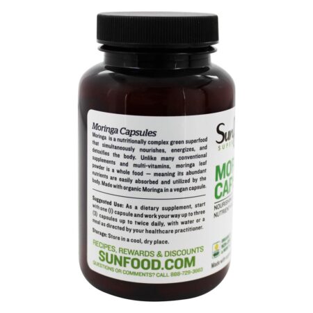 Moringa Capsules 600 mg. - 90 Contagem Sunfood Superfoods - Image 3