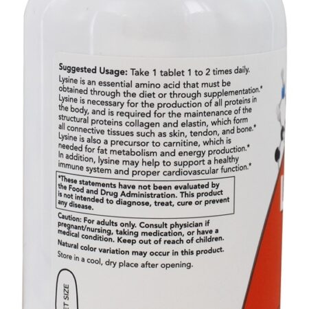 L-Lisina Essencial Amino ácido 1000 mg. - 250 Tablets NOW Foods - Imagem 3