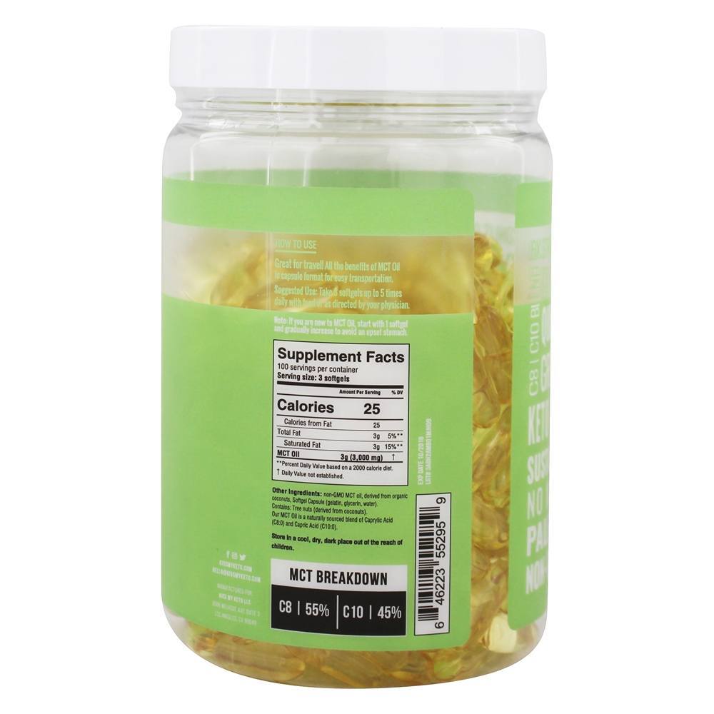 MCT Oil 1000 mg. - 300 Softgels Kiss My Keto - Imagem 2