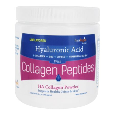 Hialurônico ácido com Colágeno Peptídeos HA Pó Unflavored - 6.4 oz. Hyalogic