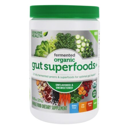 Orgânico Fermentado Intestino Superfood+ Pó para Ideal Intestino Saúde Unflavored & Unsweetened - 8.85 oz. Genuine Health