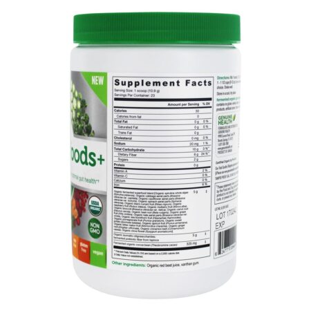 Orgânico Fermentado Intestino Superfood+ Pó para Ideal Intestino Saúde Unflavored & Unsweetened - 8.85 oz. Genuine Health - Image 2