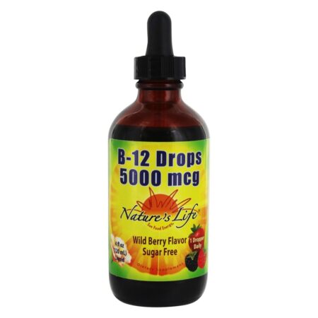 Gotas de Vitamina B12 Sabor Frutas Silvestres 5000 mcg. - 4 fl. oz. Nature's Life