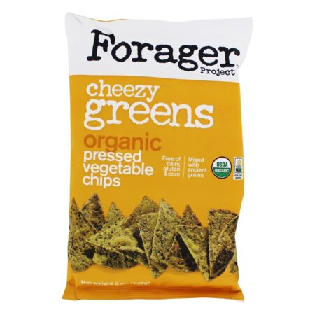 Chips de vegetais prensados orgânicos Cheezy verdes - 5 oz. Forager