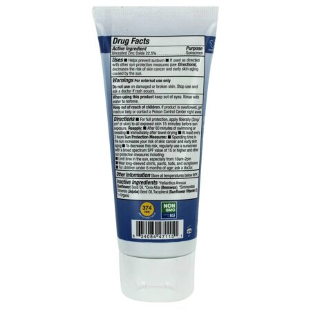 Esporte Limpar Zinco Natural Mineral Protetor solar Creme Unscented 35 SPF - 2.9 fl. oz. Badger - Image 2