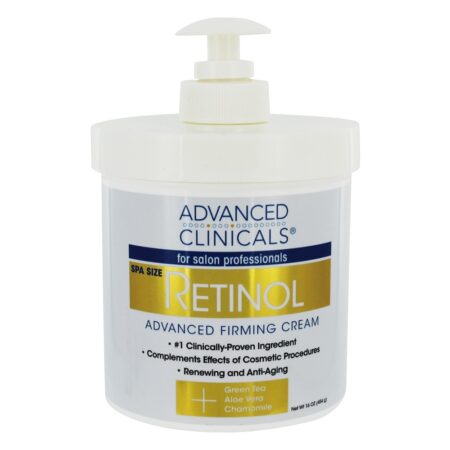 Creme Firmador Avançado de Retinol de Tamanho Spa com Chá Verde, Aloe Vera e Camomila - 16 oz. Advanced Clinicals