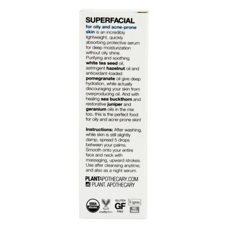 Superfacial Orgânico Super Luz óleo Hidratante Para Oleoso & Acne Inclinado Pele - 1 fl. oz. Plant Apothecary - Image 4