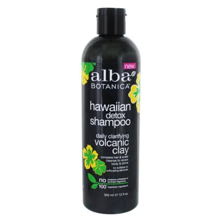 Havaiano Detox Xampu Diário Esclarecendo Vulcânico Argila - 12 fl. oz. Alba Botanica