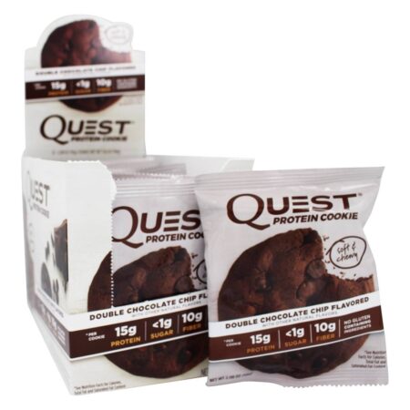 Caixa de biscoito de proteína dupla de chocolate - 12 Cookies Quest Nutrition