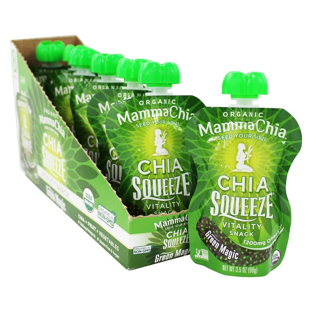 Orgânico Chia Espremer Vitalidade Lanches Caixa Verde Magia - Pacote 8 Mamma Chia
