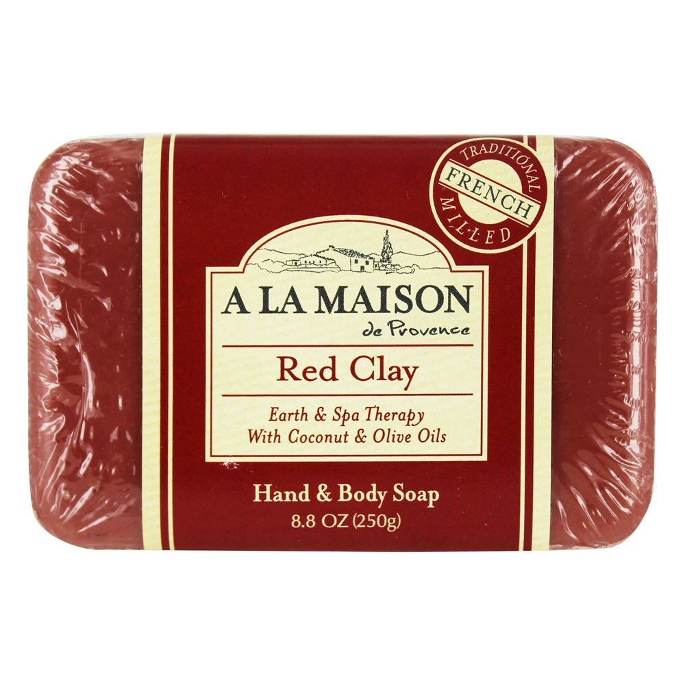 Sabonete francês tradicional para barba e corpo Argila vermelha com coco e azeite de oliva - 8.8 oz. A La Maison