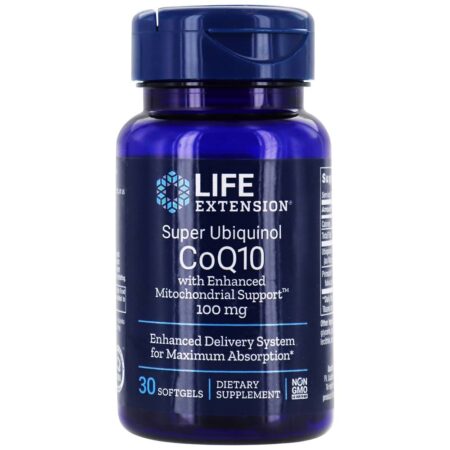 Super Ubiquinol CoQ10 com Suporte Mitocondrial Aprimorado 100 mg. - 30 Softgels Life Extension