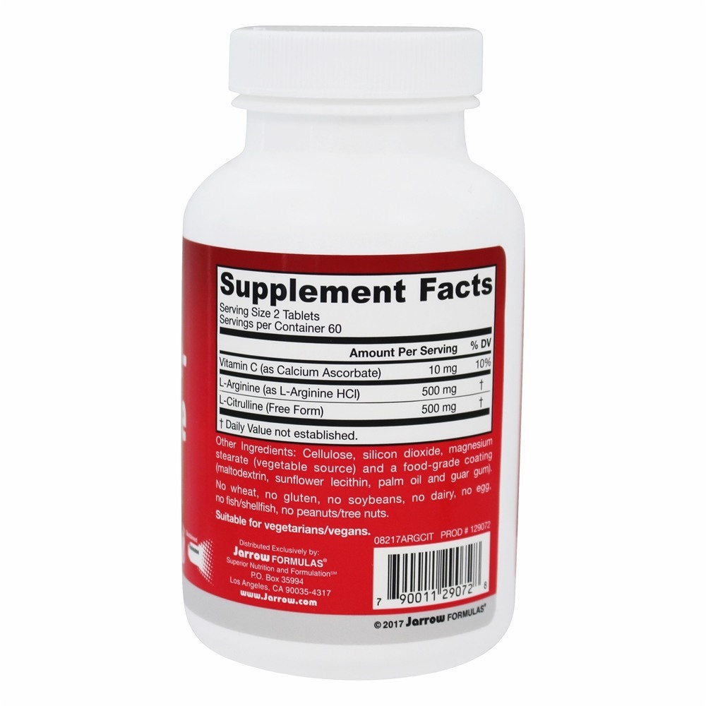 Arginina-Citrulina Sustain Suporte à produção de óxido nítrico - 120 Tablets Jarrow Formulas - Imagem 2
