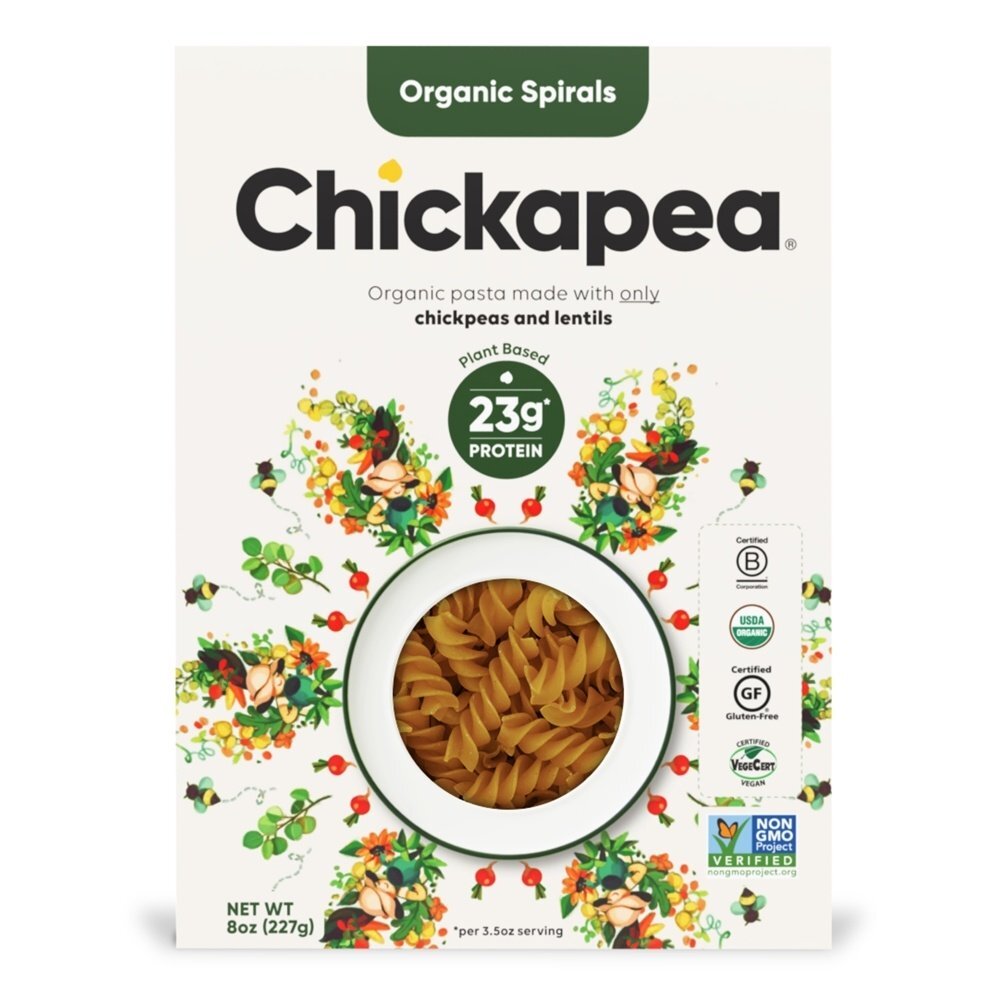 Grão de Bico Orgânico & Lentilhas Espirais Macarrão - 8 oz. Chickapea