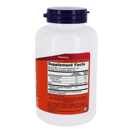 Biotina com Fibersol-2 em Pó - 4 oz. NOW Foods - Imagem 2