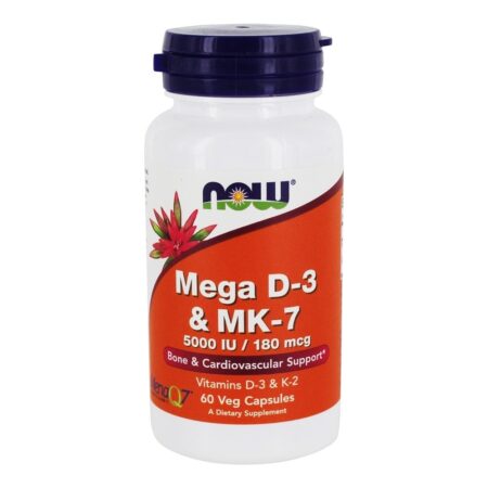 Mega D-3 & MK-7 Bone & Suporte Cardiovascular - Cápsulas 60 NOW Foods