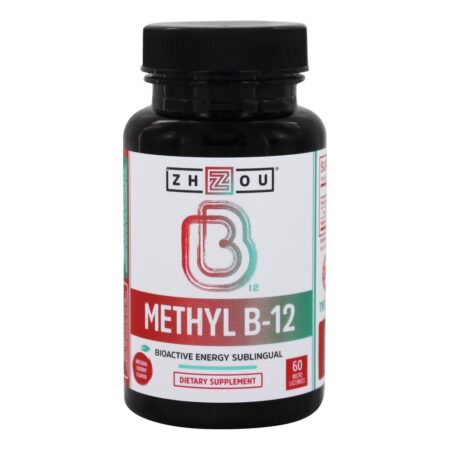 Methyl B12 Fórmula sublingual de energia bioativa Cerejeira natural 5000 mcg. - 60 Micro pastilhas Zhou