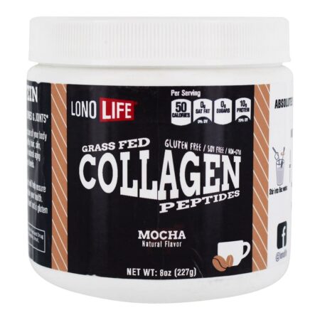 Mocha de Pó de Colágeno em Colágeno Alimentado com Grama - 8 oz. LonoLife