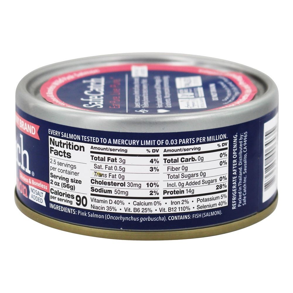Prêmio Sem pele & Desossado Selvagem Rosa Salmão Não Sal Adicionado - 5 oz. Safe Catch - Imagem 2