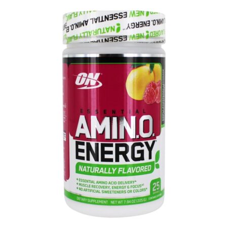 AmiN.O Essencial. Pó de energia Com sabor natural 25 Servings Simply Raspberry Lemonade - 7.94 oz. Optimum Nutrition