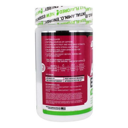 AmiN.O Essencial. Pó de energia Com sabor natural 25 Servings Simply Raspberry Lemonade - 7.94 oz. Optimum Nutrition - Image 3