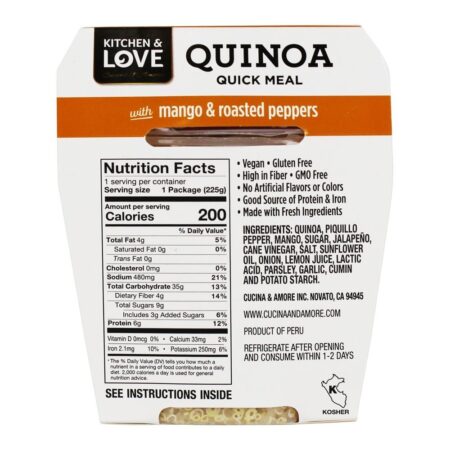 Sem Glúten Quinoa Mango De Refeição Rápida E Pimenta Assada - 7.9 oz. Kitchen & Love - Imagem 2