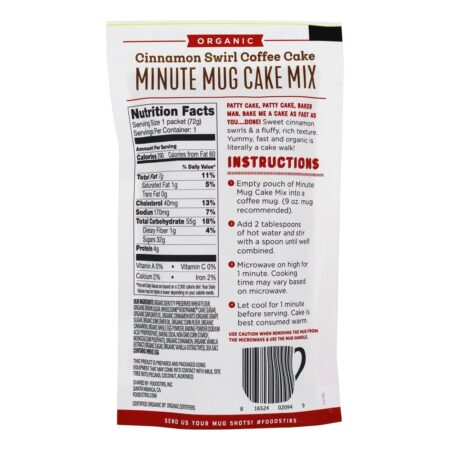 Minute Organic Mug Cake Mix Bolo De Café Redemoinho De Canela - 2.54 oz. Foodstirs - Image 2