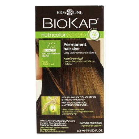 Nutricolor Delicato Corante Capilar Permanente Rápido 7.0 Natural Médio Loiro - 4.5 fl. oz. BioKap