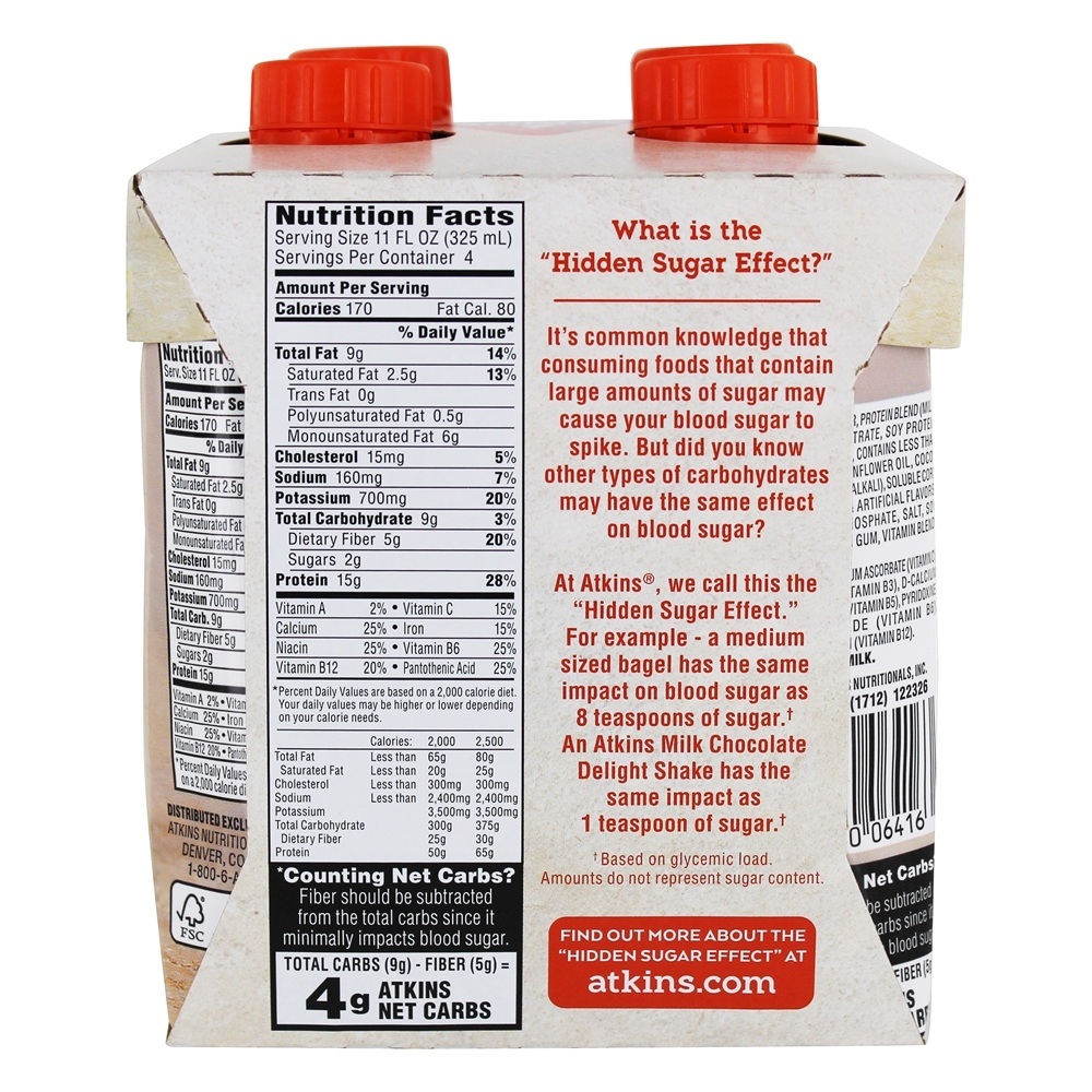 Energia Rica em Proteína RTD Agita Banana Chocolate - Pacote 4 Atkins - Imagem 3