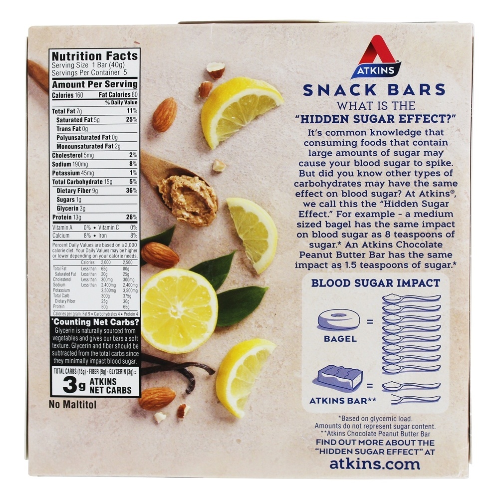 Snack Bars Box Limão - 5 Barras Atkins - Imagem 3