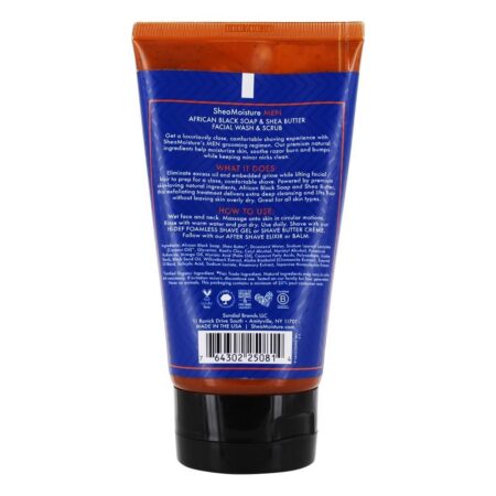 Lavagem Facial e Esfoliante para Homens Sabão Negro Africano & Manteiga de Karité - 4 fl. oz. Shea Moisture - Imagem 2