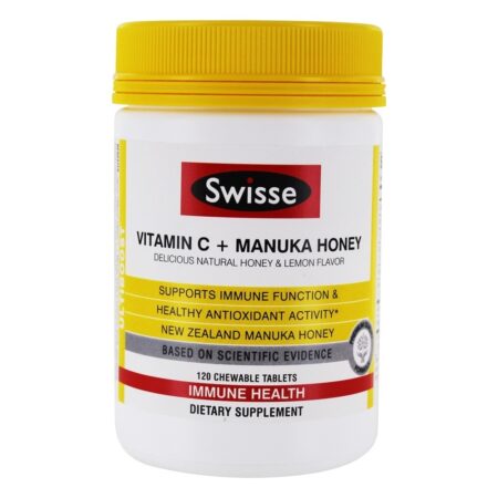 Vitamina C + Manuka Honey Imune Suporta Mel e Sabor Limão - 120 comprimidos mastigáveis Swisse